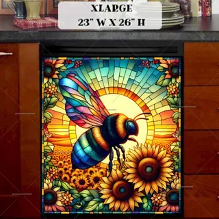 Preview of Stained Glass Bumblebee in the Sunset magnet in Extra Large size.