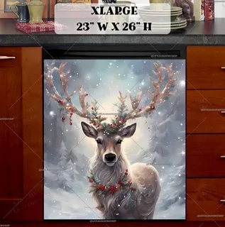 Preview of Festive Christmas Reindeer magnet in Extra Large size.