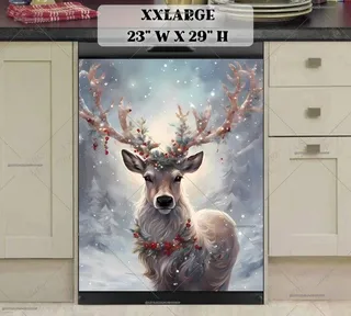 Preview of Festive Christmas Reindeer magnet in XX Large size.