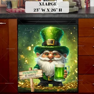 Preview of St. Patrick Gnome with a Sign magnet in Extra Large size.