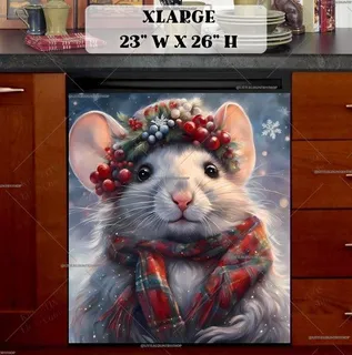 Preview of Cute Little Christmas Mouse magnet in Extra Large size.