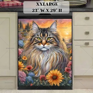 Preview of Maine Coon Cat in the Country Garden magnet in XX Large size.