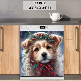 Preview of Adorable Christmas Dog magnet in Large size.