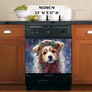 Preview of Adorable Christmas Dog magnet in Medium size.