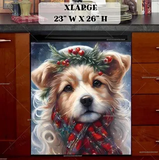 Preview of Adorable Christmas Dog magnet in Extra Large size.