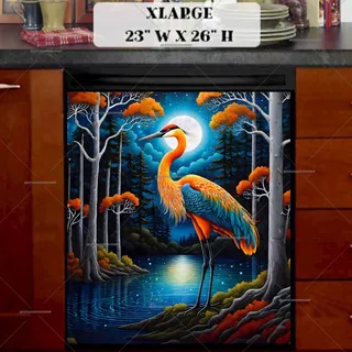 Preview of Beautiful Crane in the Moonlight magnet in Extra Large size.