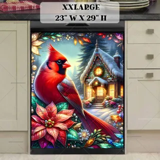 Preview of Stained Glass Christmas Cardinal magnet in XX Large size.