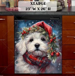 Preview of White Christmas Puppy in the Snowfall magnet in Extra Large size.