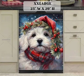 Preview of White Christmas Puppy in the Snowfall magnet in XX Large size.