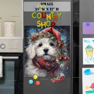 Preview of White Christmas Puppy in the Snowfall magnet in Small size.