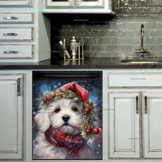 Preview of White Christmas Puppy in the Snowfall magnet.