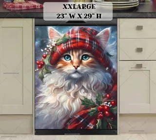 Preview of White Christmas Cat in the Snowfall magnet in XX Large size.