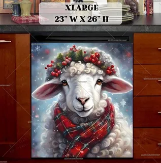 Preview of White Christmas Lamb in the Snowfall magnet in Extra Large size.