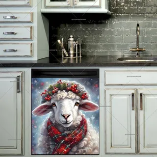 Preview of White Christmas Lamb in the Snowfall magnet.