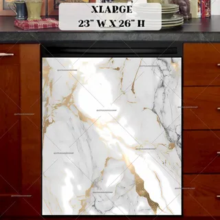 Preview of White, Gray and Gold Marble Design magnet in Extra Large size.