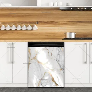 Preview of White, Gray and Gold Marble Design magnet.