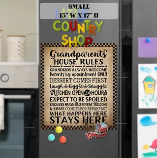 Preview of Grandparents House Rules magnet in Small size.