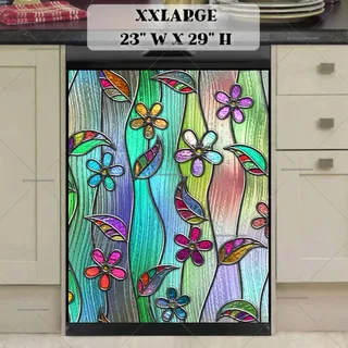 Preview of Stained Glass Flower Pattern magnet in XX Large size.