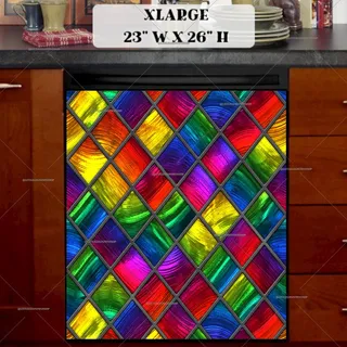 Preview of Beautiful Stained Glass Design #1 magnet in Extra Large size.