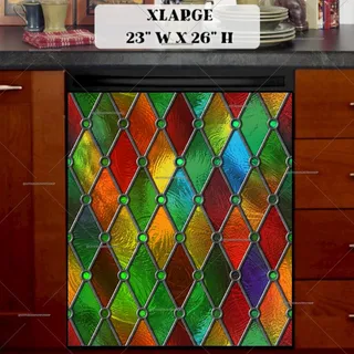 Preview of Beautiful Stained Glass Design #3 magnet in Extra Large size.