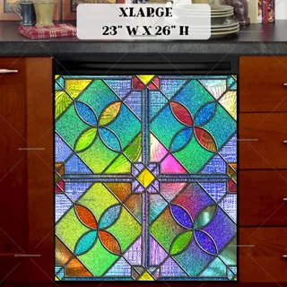 Preview of Beautiful Stained Glass Design #7 magnet in Extra Large size.