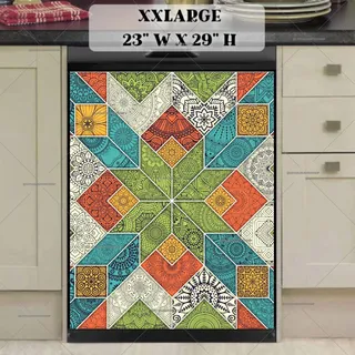 Preview of Folk Art Mandala Patchwork Pattern magnet in XX Large size.