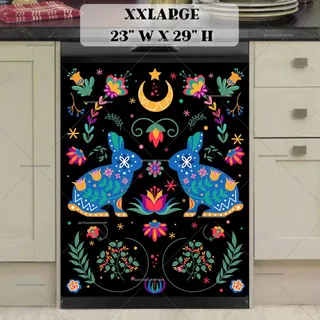 Preview of Scandinavian Folk Bunny Design magnet in XX Large size.