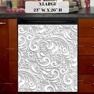 Preview of Folklore Light Grey Batik Design magnet in Extra Large size.