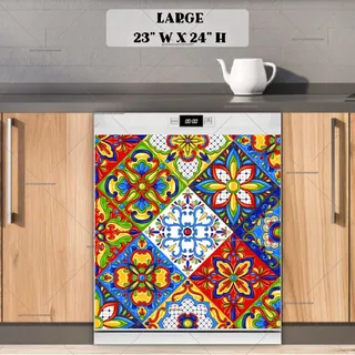 Preview of Colorful Bohemian Talavera Tiles magnet in Large size.