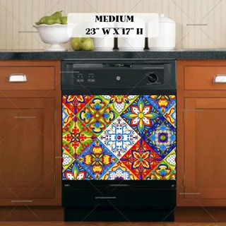 Preview of Colorful Bohemian Talavera Tiles magnet in Medium size.