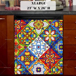 Preview of Colorful Bohemian Talavera Tiles magnet in Extra Large size.