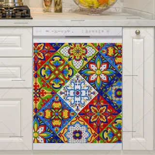 Preview of Colorful Bohemian Talavera Tiles magnet.