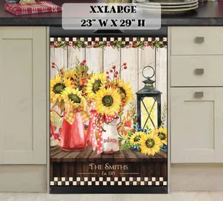 Preview of Personalized - Farmhouse Table with Sunflowers magnet in XX Large size.