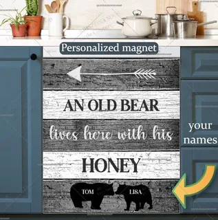 Preview of Personalized - An Old Bear and his Honey magnet.