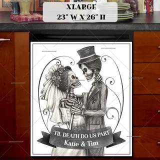 Preview of Personalized - Skeleton Bride and Groom magnet in Extra Large size.