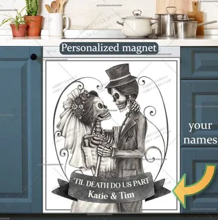 Preview of Personalized - Skeleton Bride and Groom magnet.