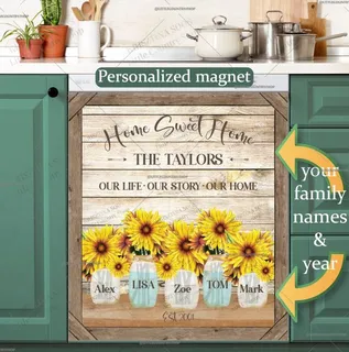 Preview of Personalized - Flower Mason Jars magnet.