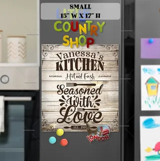 Preview of Personalized - Beautiful Kitchen Sign magnet in Small size.