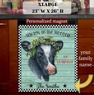 Preview of Personalized - Pretty Farmhouse Cow magnet in Extra Large size.