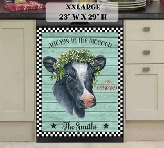 Preview of Personalized - Pretty Farmhouse Cow magnet in XX Large size.