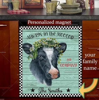 Preview of Personalized - Pretty Farmhouse Cow magnet.