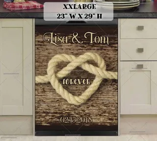 Preview of Personalized - "Forever" Rope Heart magnet in XX Large size.