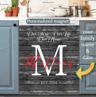 Preview of Personalized - Family Quote on Wood Pattern magnet.