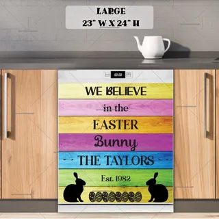 Preview of Personalized - We Believe in the Easter Bunny magnet in Large size.