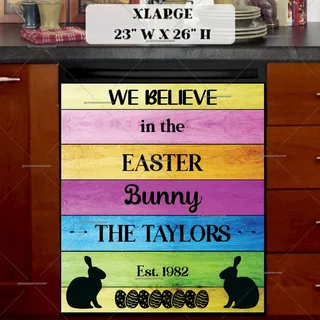 Preview of Personalized - We Believe in the Easter Bunny magnet in Extra Large size.