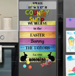 Preview of Personalized - We Believe in the Easter Bunny magnet in Small size.