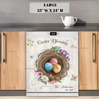 Preview of Personalized - Pretty Easter Eggs Net magnet in Large size.