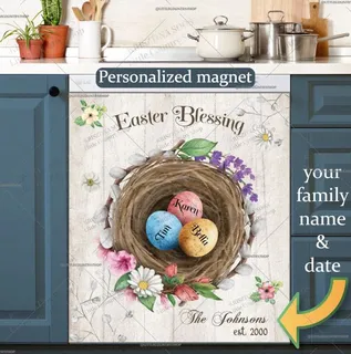 Preview of Personalized - Pretty Easter Eggs Net magnet.