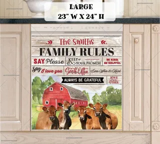 Preview of Personalized - Farmhouse Family Rules magnet in Large size.