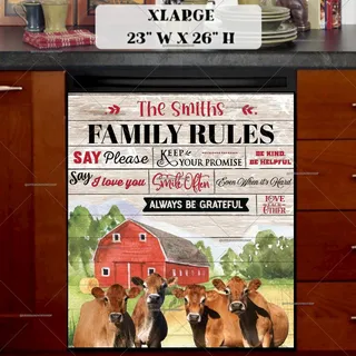 Preview of Personalized - Farmhouse Family Rules magnet in Extra Large size.